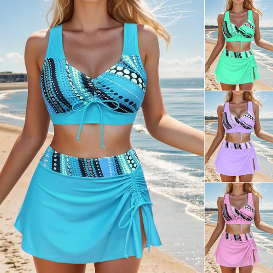 🩱👙【S-2XL】Pohodlné dvojdielne plavky s potlačou a mašľou