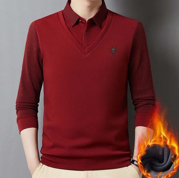🔥 Εποχιακή προσφορά -50% 【M-4XL】👔 Ανδρικό premium κασμιρένιο ζεστό σετ μπλούζας με μακριά μανίκια