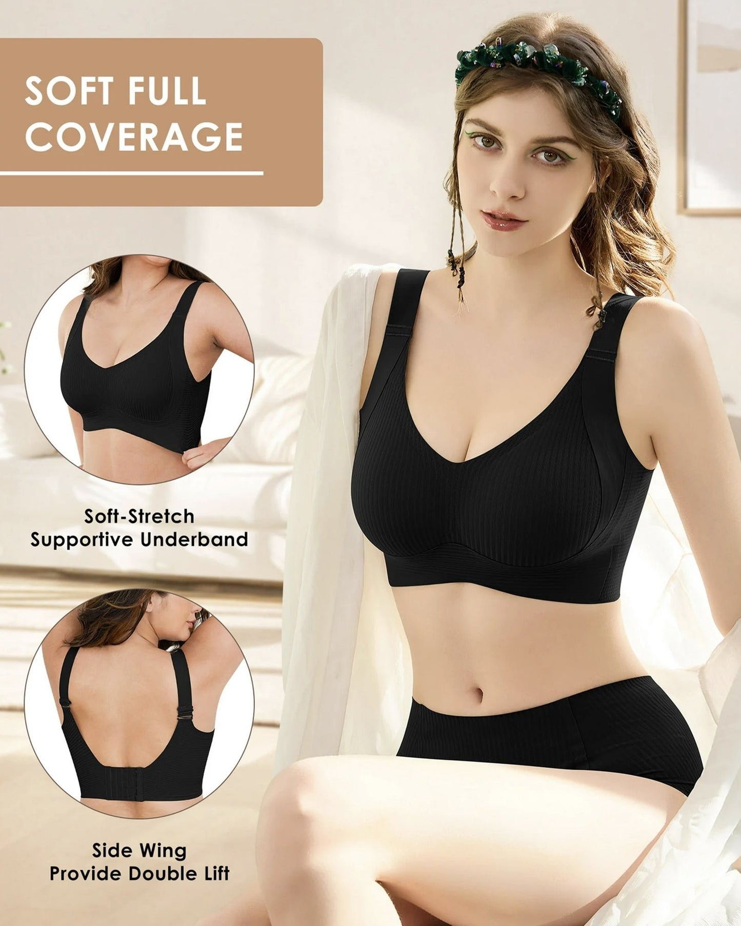 😍【Paquete de 4】Sujetador inalámbrico de una pieza para mujer❤️【40-95 kg】