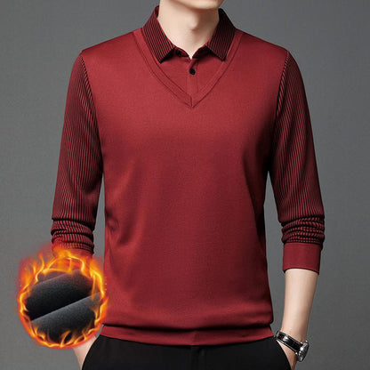 🔥👔Ανδρικό πουλόβερ δύο τεμαχίων Faux Chenille Velvet με ζεστή επένδυση