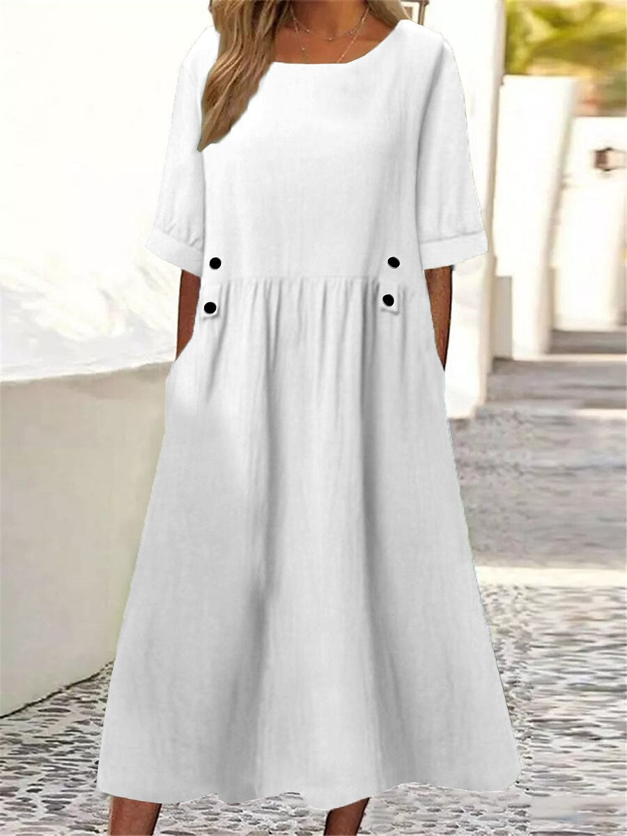 🏆【40-90 kg】👗Nowa prosta i elegancka sukienka damska w jednolitym kolorze