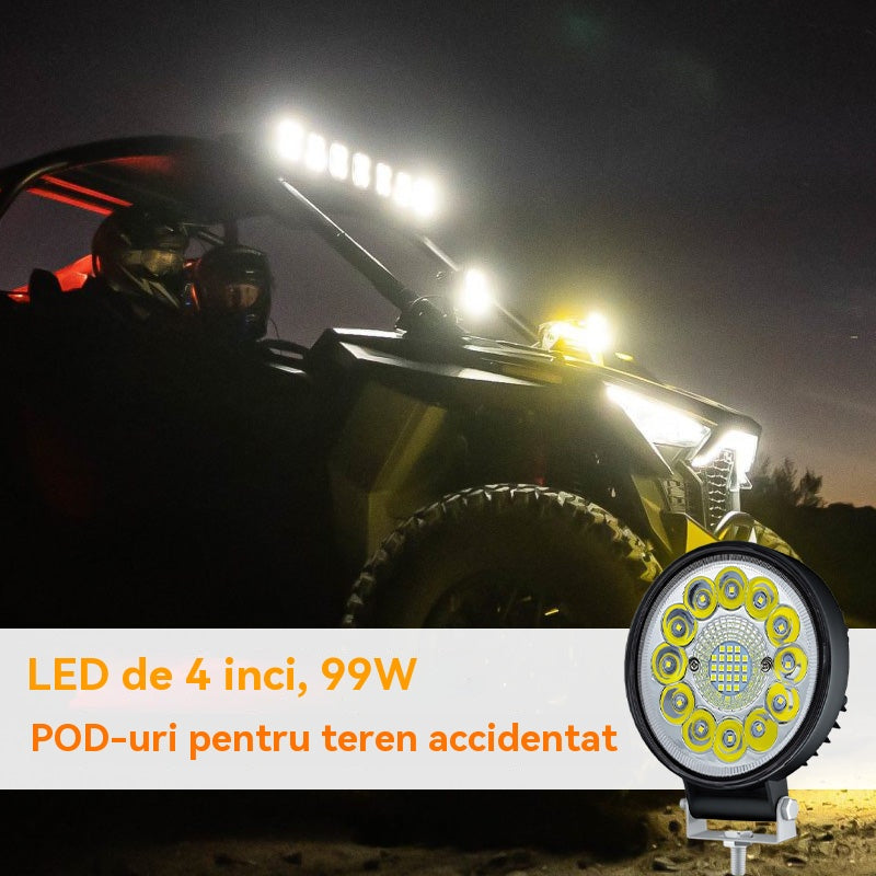 【Kup jeden, a drugi dostaniesz gratis】Okrągłe reflektory LED o mocy 99 W, odpowiednie do samochodów zmodyfikowanych i reflektorów pomocniczych pojazdów terenowych