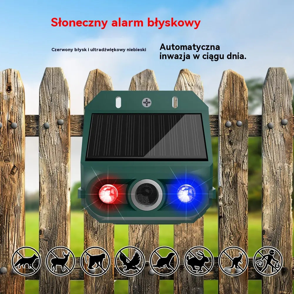 🔥Odstraszacz ptaków ultradźwiękowy zasilany energią słoneczną do użytku na zewnątrz z migającym światłem podczerwonym, z czerwoną i niebieską diodą LED