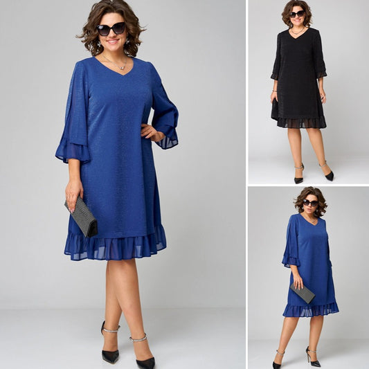 🔥✨️【S-5XL】⛄💃2025 Νέο μοντέρνο, κομψό και άνετο μονόχρωμο φόρεμα