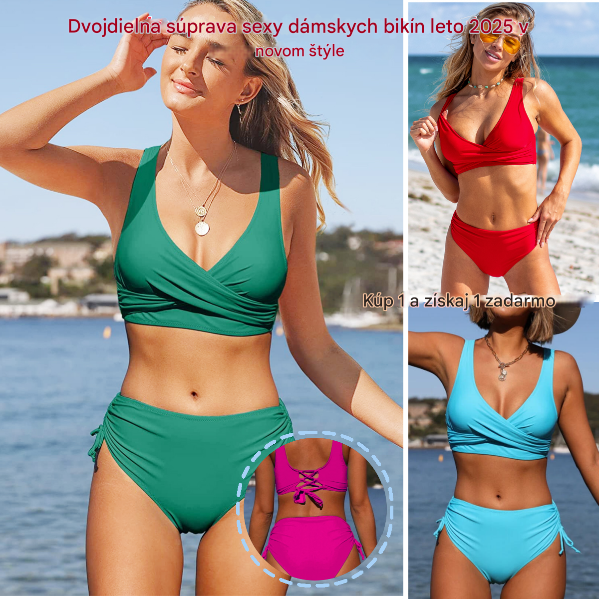 🏖️👙【Popust na nove izdelke】🌴【S-3XL】Nove ženske preproste enobarvne, hitro sušeče, udobne in zračne bikini kopalke za poletje 2026