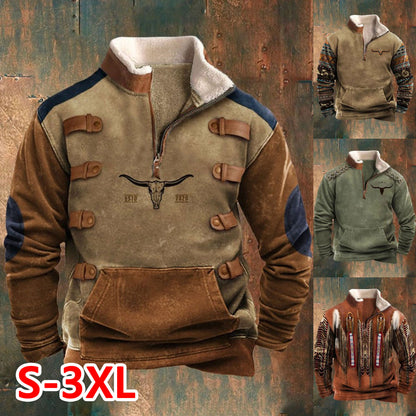 🔥🧥Νέο ανδρικό φθινοπωρινό-χειμερινό πουκάμισο με τρισδιάστατο ρετρό σχέδιο και ζεστή μακριά μανίκια