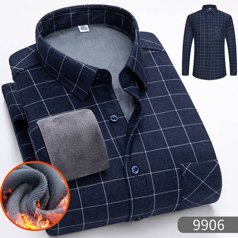 👔【L-5XL】Jesenná a zimná teplá biznis košeľa s dlhým rukávom