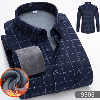👔【L-5XL】Jesenná a zimná teplá biznis košeľa s dlhým rukávom