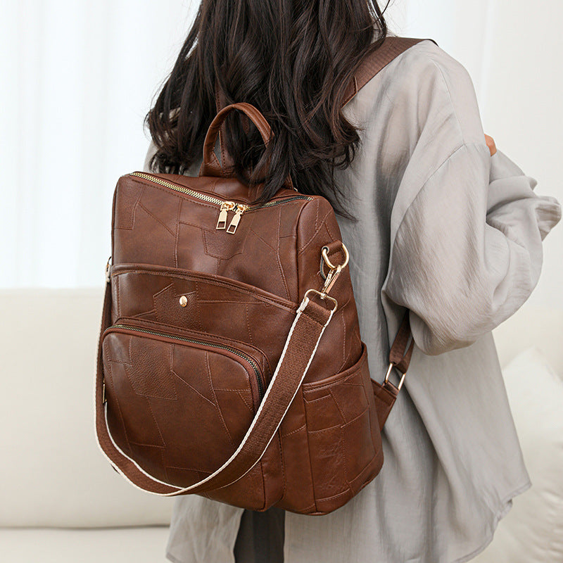 👜🌟 Mochila de piel de gran capacidad con un elegante y moderno diseño a cuadros