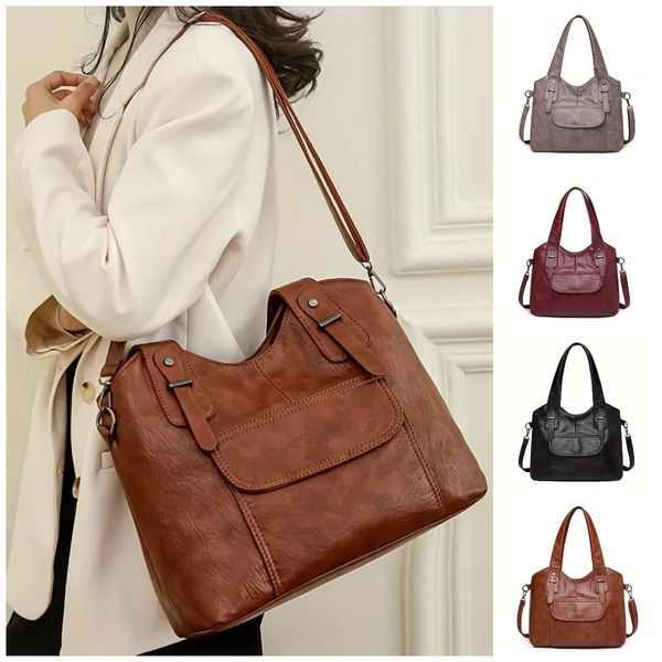 👜Нова дамска винтидж чанта през рамо от естествена кожа，Предлага се в шест цвята💓